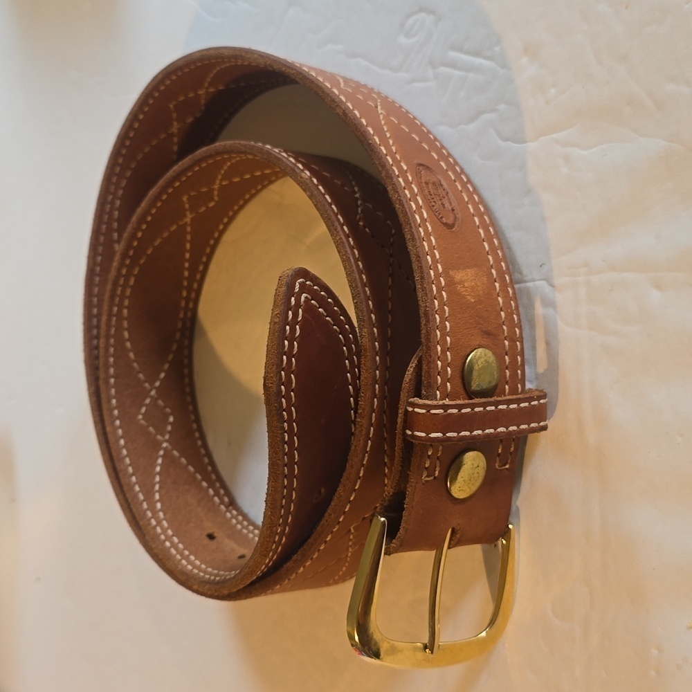 Old West| BAKER Belt Mens Leather Hand Stitching Premium Belt Brown Sz.L/XL